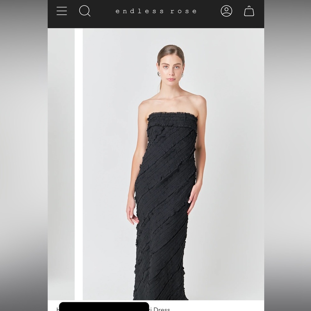 NWT endless rose STRAPLESS RUFFLED MAXI DRESS